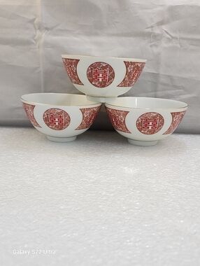 Great China Porcelain Rice Bowl Set of 3